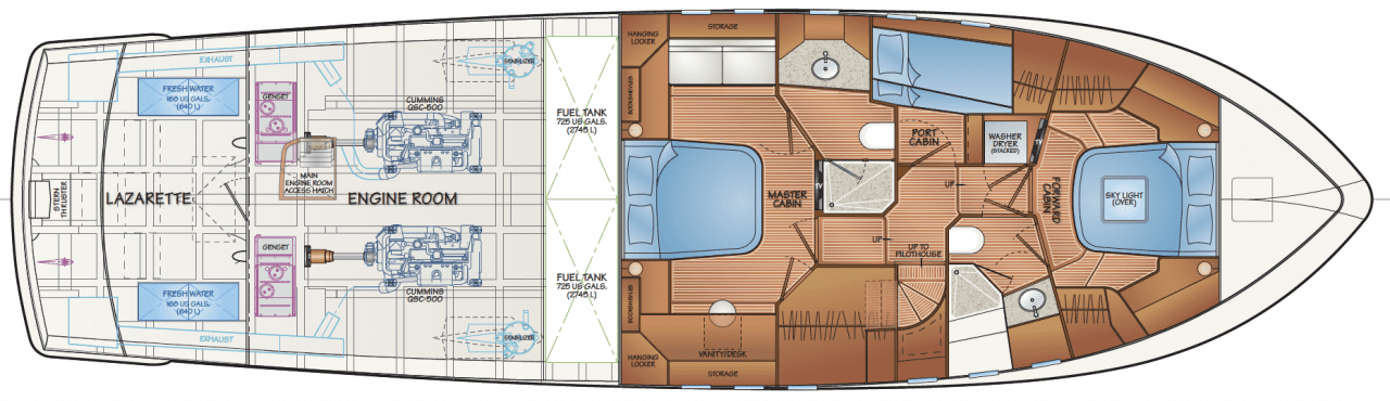 Engine Room w/accommodation - option B (shown w/standard cummins QSC-500 engines)