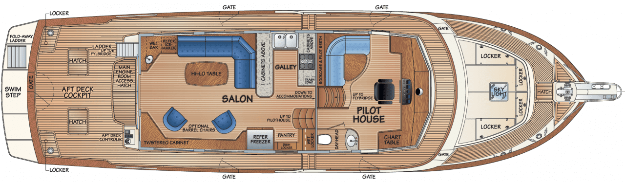 Main deck - salon option 1 & pilothouse w/dayhead