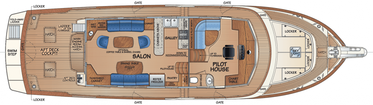 Main deck - salon option 2 & pilothouse w/dayhead