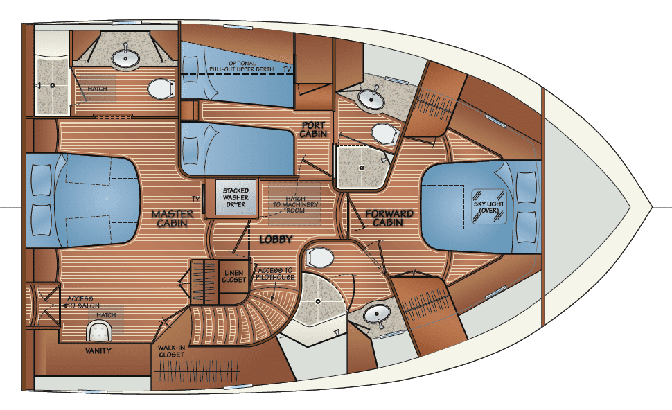 Accommodation w/salon access to master cabin - option 1