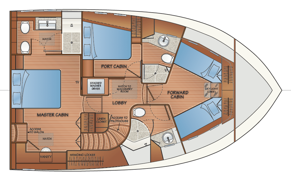 Accommodation w/salon access to master cabin - option 2