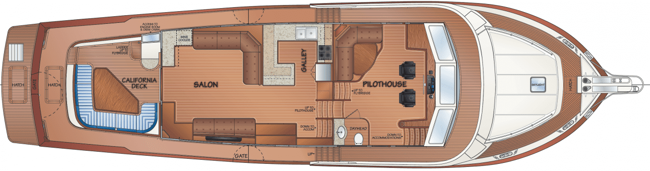 Main deck w/master cabin access from salon