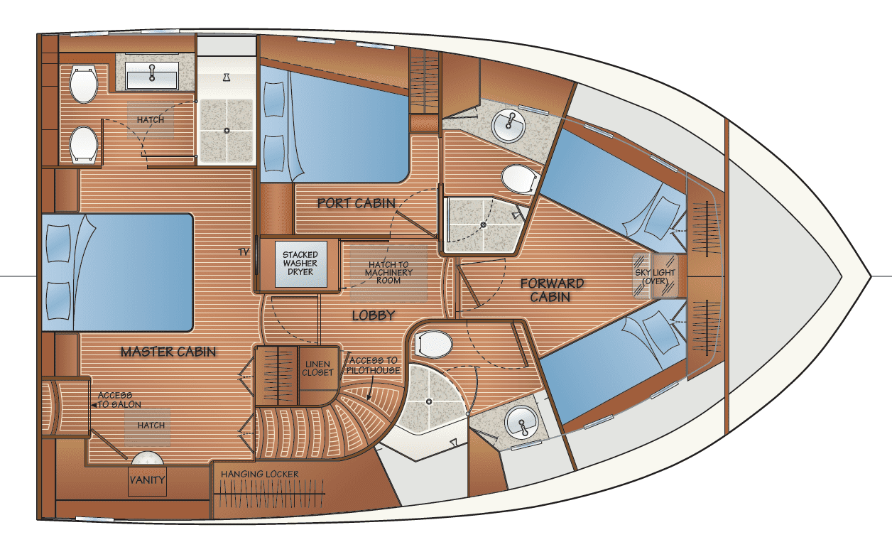 Accommodation w/salon access to master cabin - option 2